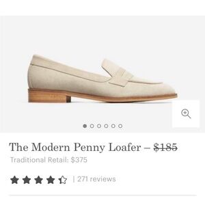 Everlane Modern Penny Loafer Cream Italian Suede - Size 6
